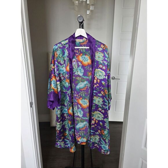 Vintage Victoria Secret Gold Label Robe Kimono Robe Floral One Size - Picture 1 of 5